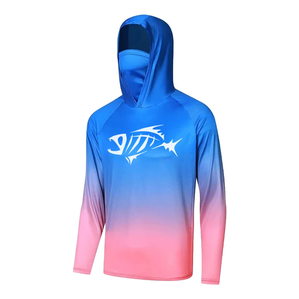 Bones Blue Gradient Fishing Shirt