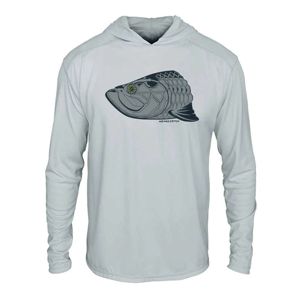 NEW-Wicked Grey Outdoor Summer Fishing Shirt