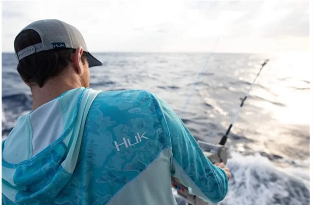 White Hooded Long Sleeve Fishing Shirt