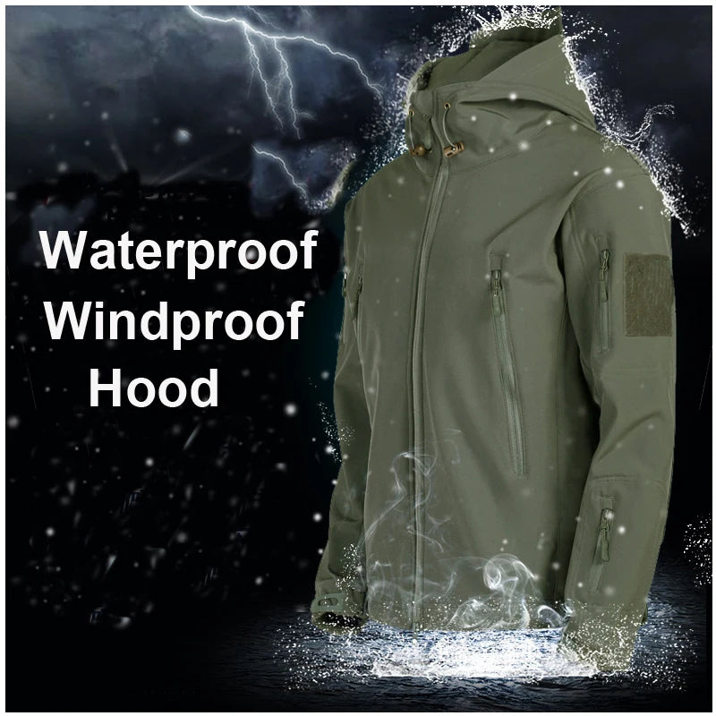 2025 Army Green Fleece Waterproof Windproof Thermal Fishing Jacket