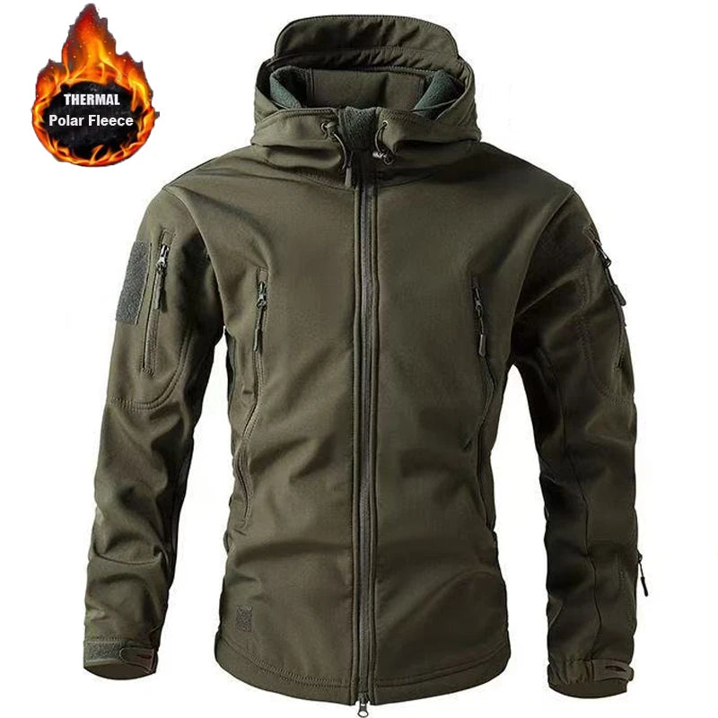 2025 Army Green Fleece Waterproof Windproof Thermal Fishing Jacket