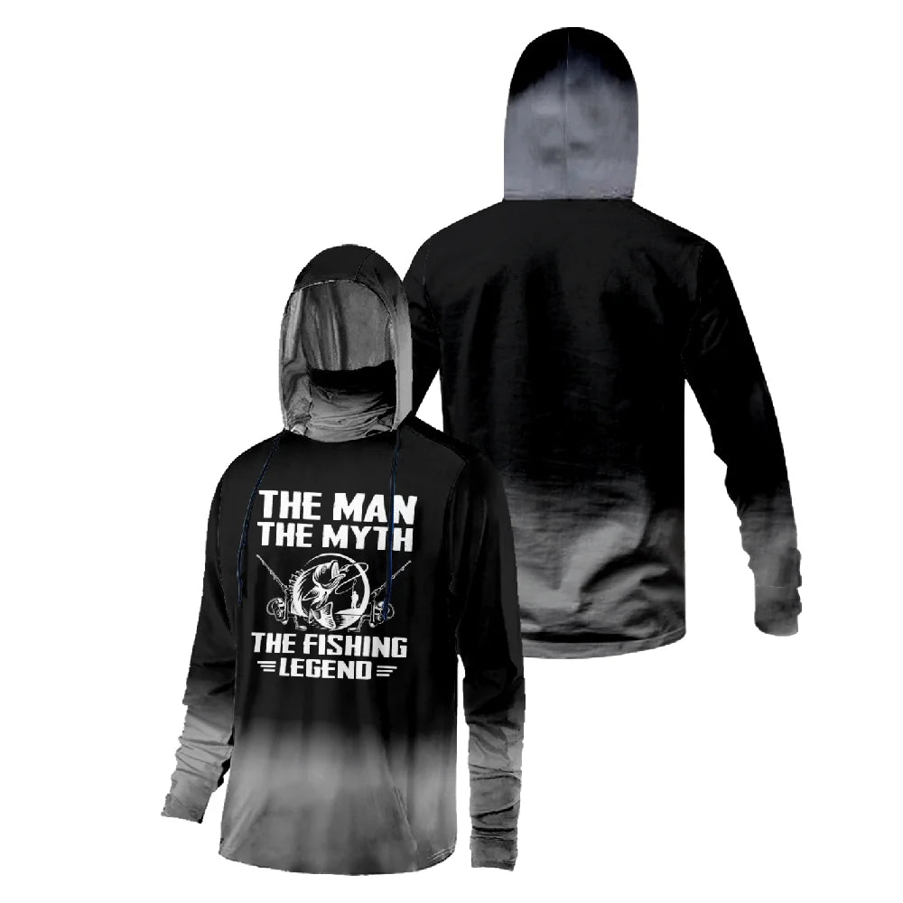 New - Legend Black Hooded Fishing Shirt